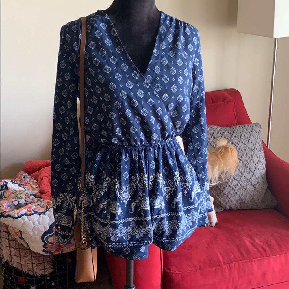 Blue Elephant Romper